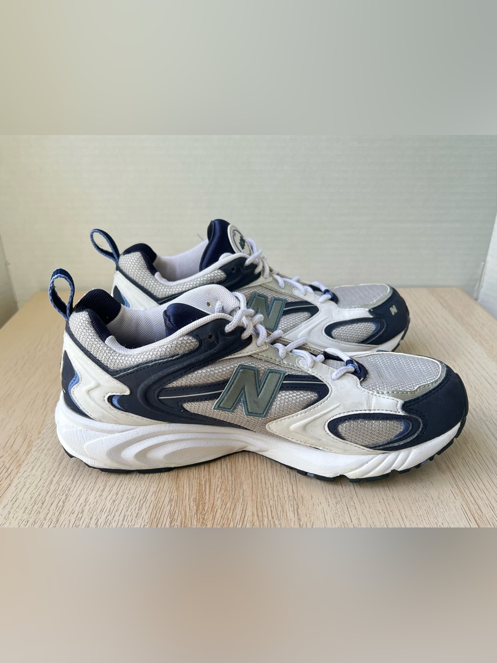 New Balance 400 Y2K Mesh Running Dad Sneakers White Navy Silver US 10 - Picture 7 of 15